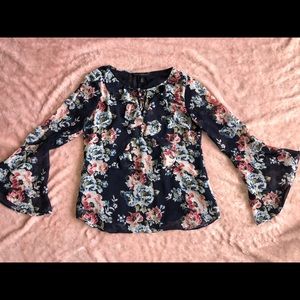 WHBM Floral bell sleeve
